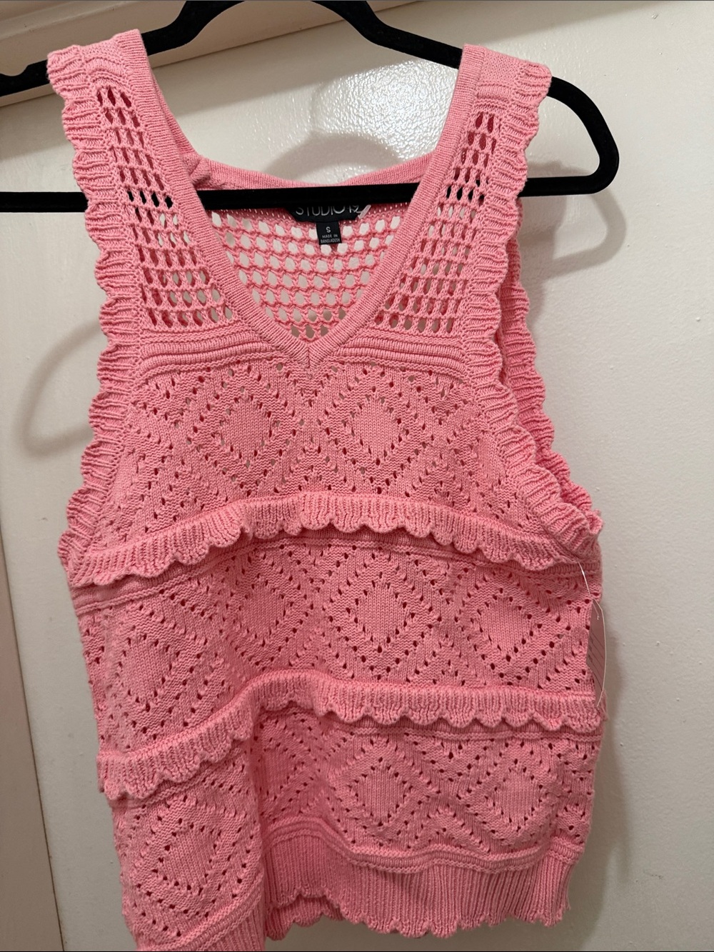 Studio Pink Crochet Knit Crop Top